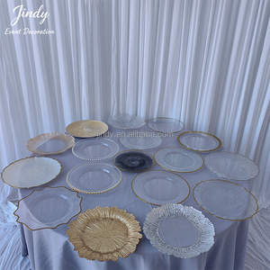 Assiettes de présentation rondes en plastique pour mariage, 13 pouces, dorées, électroplatées, style vintage, pour décoration de table - Product Image 3