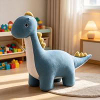 VOXHOME Repose-pieds en bois en forme d'animal, tabouret d'appoint en tissu tricoté pour enfants, meuble de salon et chambre d'enfant
