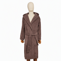 Peignoir de luxe en coton éponge avec capuche, marron, léger et doux, pour le bien-être et la piscine, pour couple, avec ceinture, fournisseur de vêtements de détente