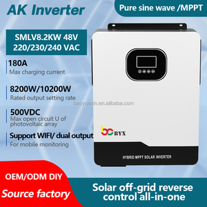 Byx AW-59 3KVA 10KVA lai năng lượng mặt trời bảng điều chỉnh biến tần tinh khiết Sine Wave ba giai đoạn kép MPPT đầu ra kép biến tần 24-48V đầu vào 99.9% - Product Image 4