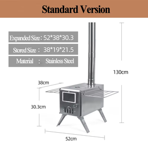 Estufa de Leña Plegable Multifuncional de Acero Inoxidable para <span class=keywords><strong>Camping</strong></span> TS01 con Ventana de Visualización, Cocina, Calienta, Hierve Agua, para Todas las Estaciones - Product Image 3