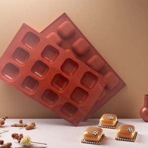 Square Pillow Chocolate Mousse Cake <b>Silicone</b> Mold 15 Cavity <b>Baking</b> Utensil DIY Soap Chocolate Mold Dark Red - Product Image 2