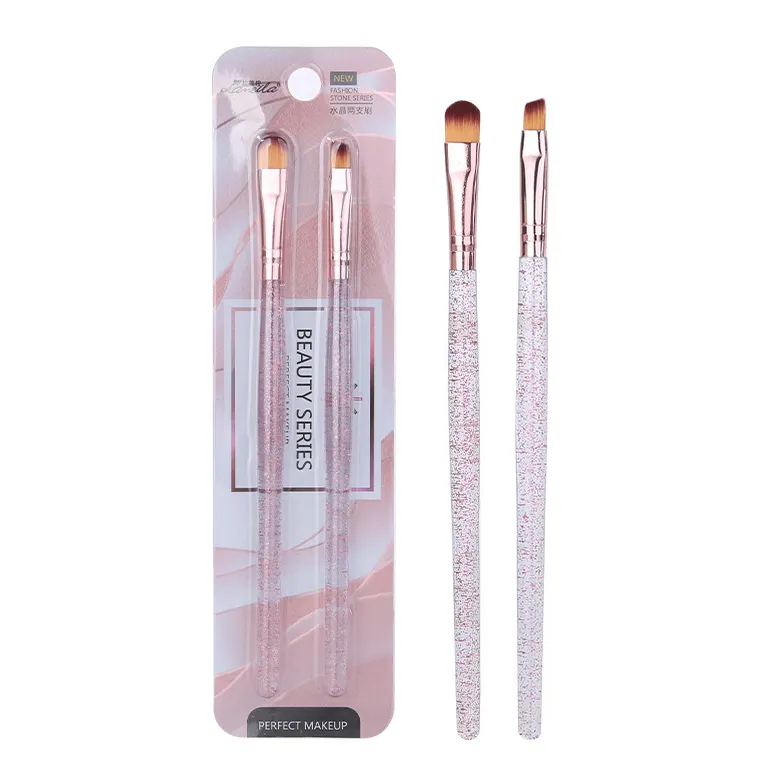 Lameila 2 In 1 Professional Cosmetic Pink Crystal Eye Shadow Makeup Brushes Set Portable Travel Makeup Cosmetic L0956