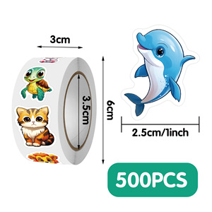 สติ๊กเกอร์การ์ตูนสัตว์ม้วน 500 ชิ้นมีกาวในตัวตกแต่งกล่องของขวัญป้ายของเล่นเด็ก - Product Image 5