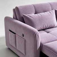 Canapé-lit convertible pliable en tissu velours côtelé pour petits espaces, fabriqué sur mesure par l'usine de meubles de Dongguan, idéal pour le salon.