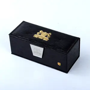 나무 선물 포장 상자 블랙 맞춤형 수제 음료 나무와 가죽 와인 병 포장 상자
