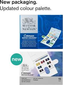 Bview Art Winsor & Newton Cotman Ensemble de peinture aquarelle Field Set 14 demi-pots avec pinceau et palette de mélange - Product Image 2