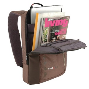 <b>Brown</b> 15.6 Inch Laptop <b>Backpack</b> With Side Pockets And Front Zipper Compartment For Daily Use - Product Image 3