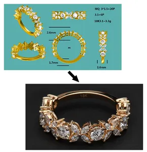 Perhiasan Buatan Kustom Berlian Moissanite, Perhiasan Pabrik, Kelas Atas, 14K, 18K, Emas Padat, Desain Perhiasan, Dibuat