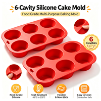 Moule à gâteau rond en silicone à 6 cavités, plateau de qualité alimentaire pour desserts individuels, pâtisserie, vente au détail et programmes personnalisés