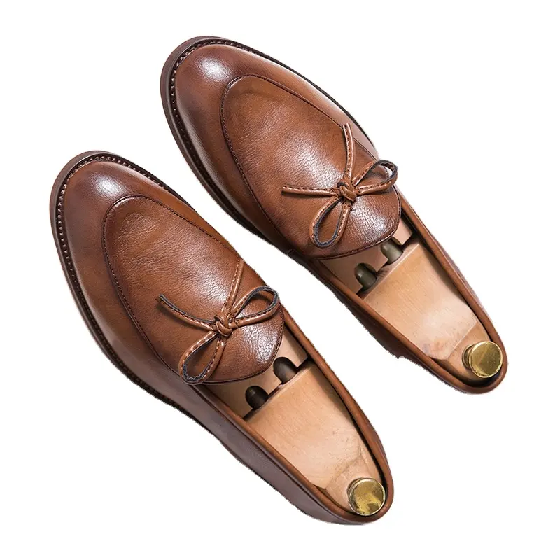 Men's Dress Shoes Fashion Tassel Soft PU Leather Business Shoes Office Pointed Flats Oxford Casual Shoes