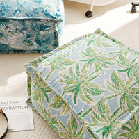 Pouf Ottoman Confortable à Imprimé Botanique, Coussin de Sol Carré en Tissu Doux, Housse de Repose-Pieds Non Rembourrée pour Salon