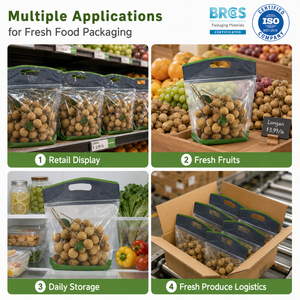 Sachet Ziplock Écologique Anti-Buée de Qualité Alimentaire, en OPP Épais, pour Légumes en Feuilles, Forme Trapézoïdale, pour Présentation en Supermarché - Product Image 5
