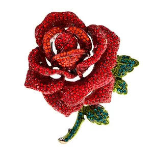 Mode Strass Luxe Grote Rozen Broche Valentijnsdag Bloemenspeld Boeket Corsage Winter Sieraden Accessoires Geschenken Broche