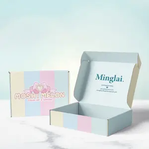 Caixa de papel ondulado Kraft com logotipo personalizado, embalagem laminada rígida para envio por correspondência, laminação mate, para presentes, caixas de cesto