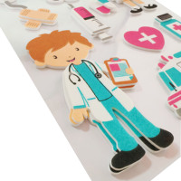 Autocollants en mousse professionnelles en forme de motifs sur feuille avec adhésif, thème docteur, dessin animé, soins de santé, infirmière, autocollant médical 3D