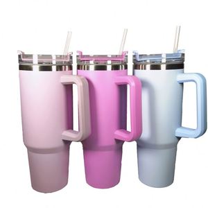 Gobelet isotherme personnalisé en acier inoxydable de 40 oz pour sublimation, avec poignée et paille, options colorées, vente en gros - Product Image 4
