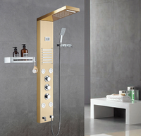 Système de panneau de douche en acier inoxydable avec affichage LED de la température, montage mural, colonne de douche multifonction pour salle de bain