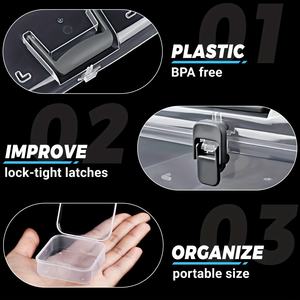 <b>Large</b> Capacity 24 Grid 5.5" Square Portable Storage <b>Box</b> PC <b>Plastic</b> with Buckle Home Desktop Classification Organizer - Product Image 4