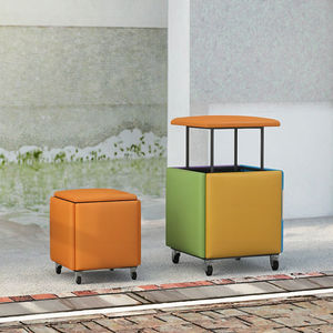 Reposapiés tapizado <span class=keywords><strong>de</strong></span> terciopelo <span class=keywords><strong>redondo</strong></span> cómodo moderno 5 en 1 otomanos y taburete con <span class=keywords><strong>cubo</strong></span> <span class=keywords><strong>de</strong></span> <span class=keywords><strong>Rubik</strong></span> para almacenamiento <span class=keywords><strong>de</strong></span> apartamentos - Product Image 3