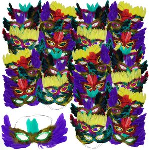 Máscaras de Mardi Gras DMAAI al por Mayor con Plumas Coloridas para Adultos, Hombres y Mujeres, Máscara de Carnaval para Disfraces y Fiestas de Máscaras - Product Image 2