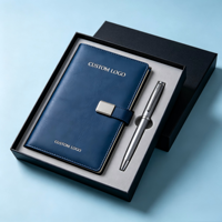 Ensemble de carnets de notes A5 en PU personnalisés en gros avec fermeture à bouton-pression métallique et impression de marque sur mesure pour le bureau