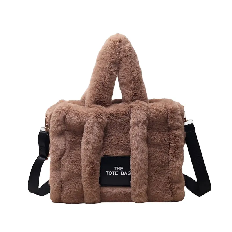 Özel Logo kış tasarımcı kürklü kürk çantalar ve çanta kadınlar için ünlü markalar Tote çanta