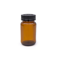 Botol Pil Kaca Amber dengan Tutup Tekan-Balik (CRC) Anti Anak, Stoples Pelindung UV untuk Tablet, Kapsul, Vitamin, Reagen Laboratorium