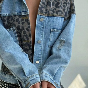 2025 New Fashion Casual <b>Denim</b> Jacket with Leopard Print Button Cotton Filled Top for Autumn/Winter Women <b>Coat</b> - Product Image 2