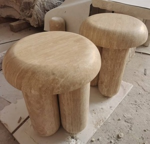 Meubles de maison déco en marbre <span class=keywords><strong>travertin</strong></span> table en pierre naturelle socle à une colonne table basse ronde moderne en <span class=keywords><strong>travertin</strong></span> beige - Product Image 6