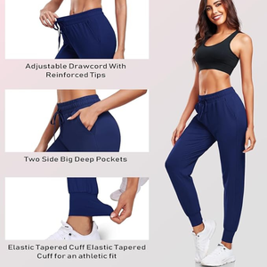 Pantalons de jogging respirants pour femmes |   Pantalon slim à taille haute avec revers élastiques |   Fournisseur de vêtements de yoga et de vêtements de sport sur mesure - Product Image 3