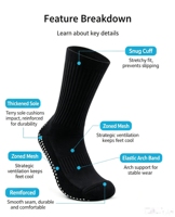 Chaussettes de football antidérapantes et amortissantes pour hommes Glacier, chaussettes de football à compression noires pour hommes, chaussettes de football pour l'entraînement en équipe