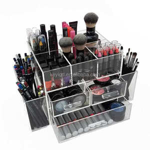 Organizador de cosméticos acrílico transparente de 3 niveles, lápices labiales de forma cuadrada, brillo, sombras de ojos, cepillos, caja de almacenamiento, contenedores, cajones, contenedor de almacenamiento - Product Image 1