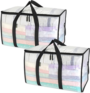 Oversized Transparent Moving Bags with Reinforced Handles, Heavy-Duty Clear Storage Tote for Clothes, Moving Supplies