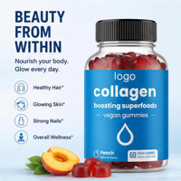 Gummies de Collagène Végétaliennes Saveur Pêche 60 Gummies Complément Alimentaire Superaliments Stimulants de Collagène Marque Privée OEM