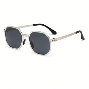 Lunettes de soleil polygonales rétro 2025 personnalisées avec logo, monture petite, style punk, pour hommes et femmes, protection UV400 - Product Image 5