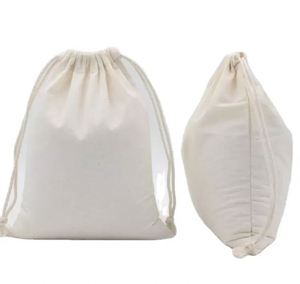 Sac à cordon en toile de coton naturelle avec logo personnalisé, sérigraphié, à simple ou double cordon - Product Image 2