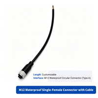 Connecteur de capteur étanche IP67 M12, montage sur panneau, angle droit, bride femelle, terminaison sans soudure, 4 à 12 cœurs disponibles