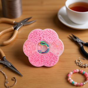 Set di Perline ILAN 10x10cm a Forma di Fiore Rosa, Kit per Creazione di Gioielli - Product Image 3