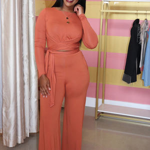 Suéter de punto de otoño invierno personalizado, conjunto de dos piezas de alta calidad para mujer 2024 <span class=keywords><strong>ropa</strong></span> pantalones de chándal y conjuntos de Sudadera con capucha/ - Product Image 3