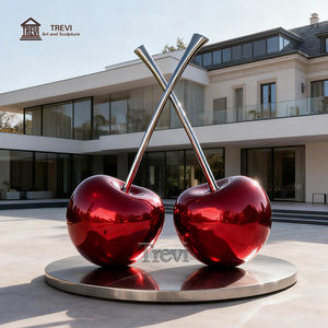 Scultura TREVI Moderna in Acciaio Inox a Forma <span class=keywords><strong>di</strong></span> Grande Ciliegia Rossa, Scultura Astratta in Metallo a Forma <span class=keywords><strong>di</strong></span> Frutta, Arte Pop per Giardino - Product Image 5