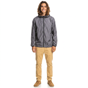 Direct Factory Sale Custom Color <b>Men's</b> Solid <b>Canvas</b> Windbreaker <b>Jacket</b> Front Logo Breathable New Style High Street Design Winter - Product Image 1