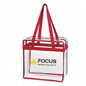 Sacs transparents personnalisés avec logo imprimé, approuvés pour les stades, sac fourre-tout transparent avec fermeture éclair, imperméable, réutilisable, en PVC, bandoulière - Product Image 6