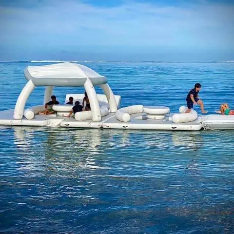 Bán Hot PVC Inflatable đảo với Lều mái ngoài trời công viên nước nổi nền tảng cho những buổi dã ngoại AQUA Bana hồ bơi nổi