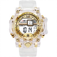 Nouvelle montre sport numérique tendance, grand écran, résistante à l'eau 3BAR, bracelet transparent, multifonctionnelle, pour homme et femme, alarme carrée
