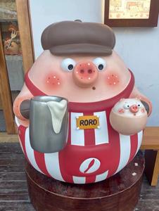 樹脂製豚の置物、アートクラフト、動物、コーヒー豆の彫刻、レストランのインテリア、小売店のウィンドウディスプレイ、装飾的な置物 - Product Image 1