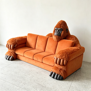 Sillón Art Gorilla Negro, Sofá Gorilla con Acabado de Piel Sintética para Exhibición en Escaparates de Tiendas - Product Image 4