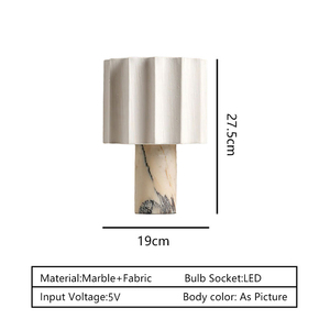 Real Calacatta Viola Marble Rechargeable <strong>Table</strong> <strong>Lamp</strong> with 3 Color <strong>Touch</strong> Dimming - Product Image 2