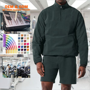 ชุดเสื้อมีฮู้ดผ้าไนลอนแบบสวมศีรษะและกางเกงขาสั้นสำหรับผู้ชายมีซิปแบบกำหนดเอง - Product Image 1