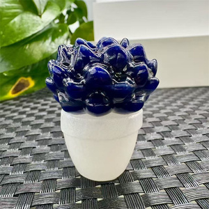 Venta al por mayor de plantas suculentas de cristal artesanías de cristal tallado plantas en maceta para decoraciones de escritorio de oficina - Product Image 5